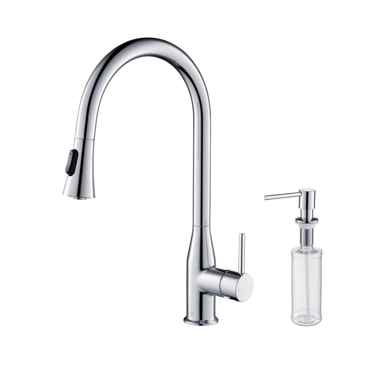 Chrome Pull Out Single Level Kitchen Faucet with Sprayer and Soap Dispenser F4931