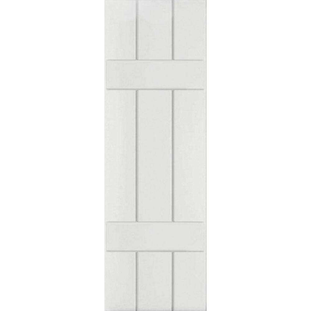 12 in. x 44 in. Primed Real Wood Board and Batten Shutters Pair Q43473