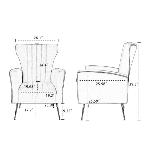 Velvet Wingback Accent Chair with Gold Legs D3295