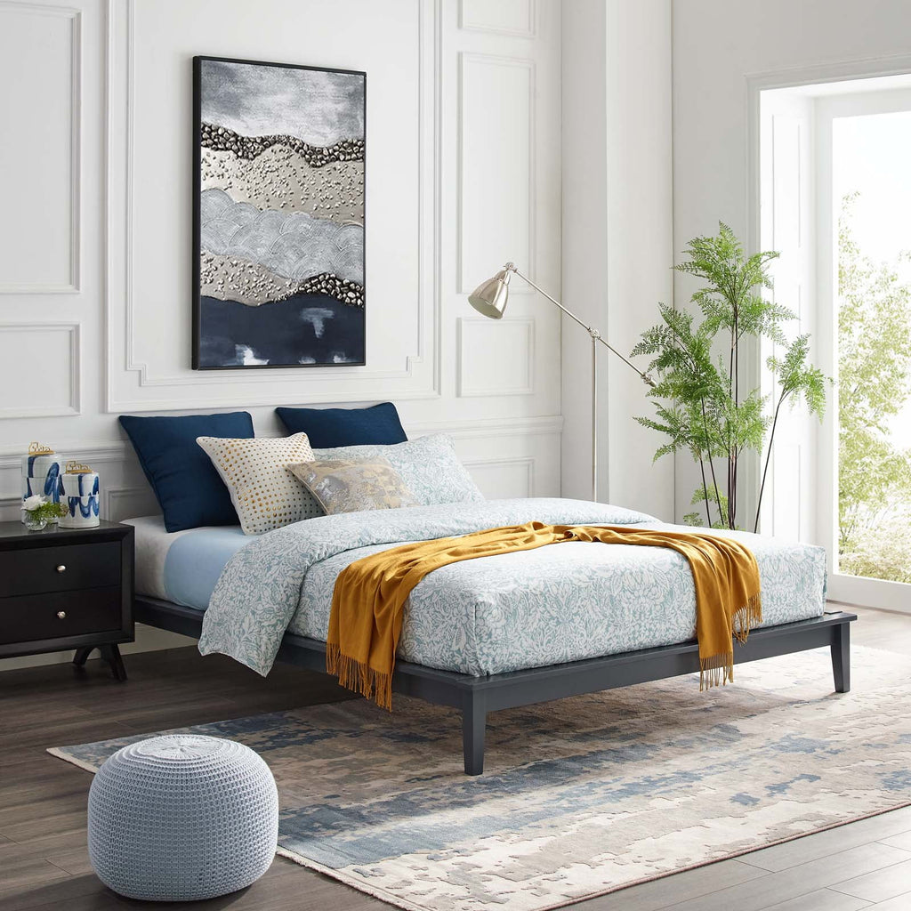 King Wood Platform Bed Frame in Gray D5554