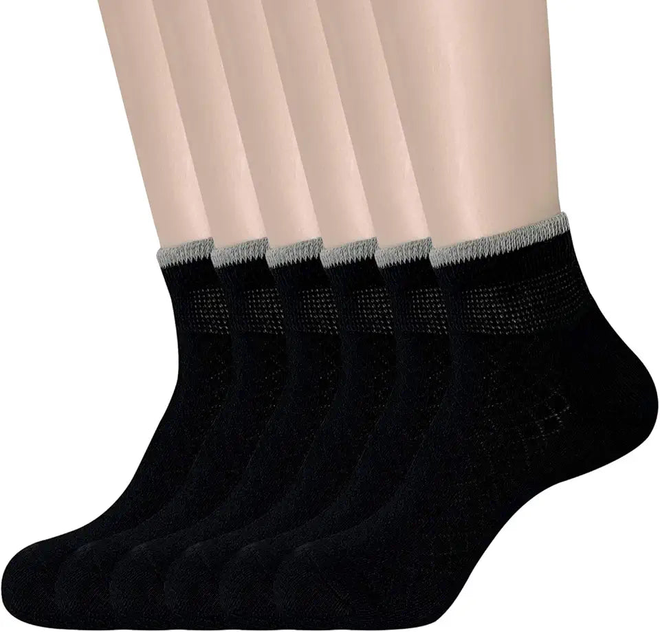 Cushioned Non-Binding Wide Top Cotton Ankle Socks 6 Pairs H1878