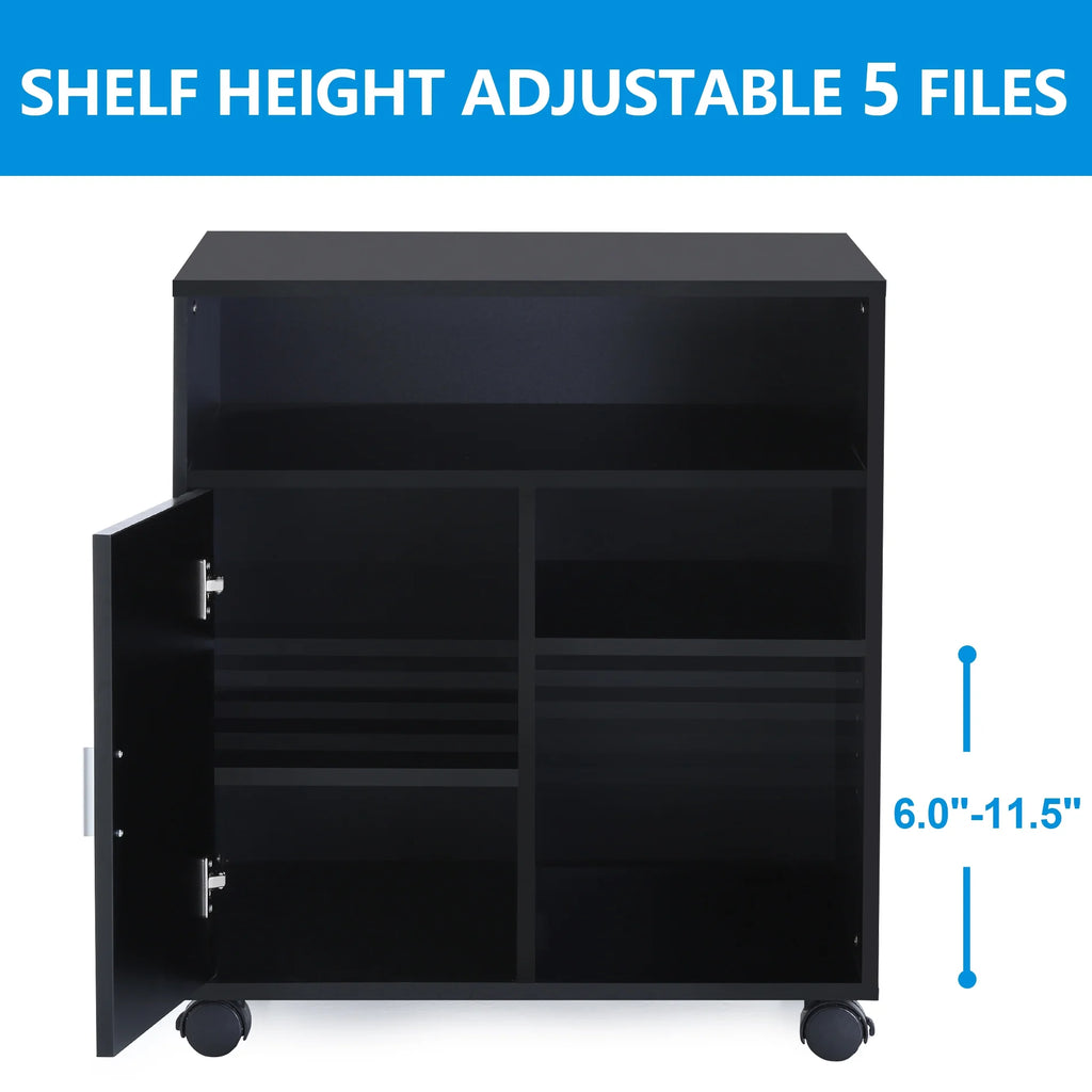 Black Mobile File Cabinet with Storage C13683