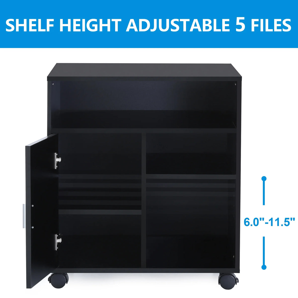 Black Mobile File Cabinet with Storage C13683