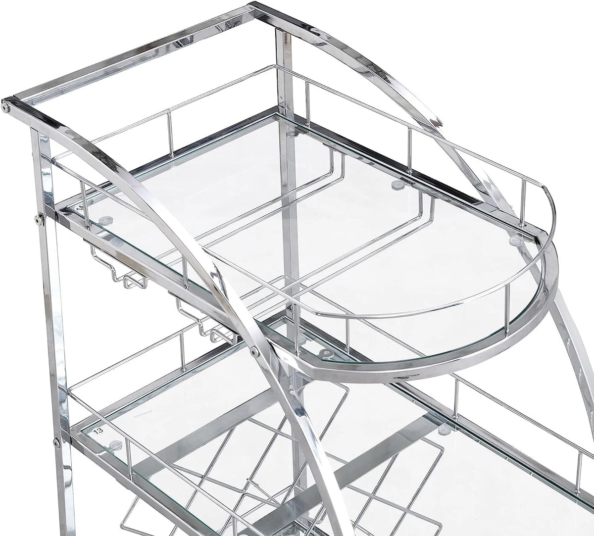 3-Tier Metal Mobile Bar Cart with Wheels & Wine Rack A86824