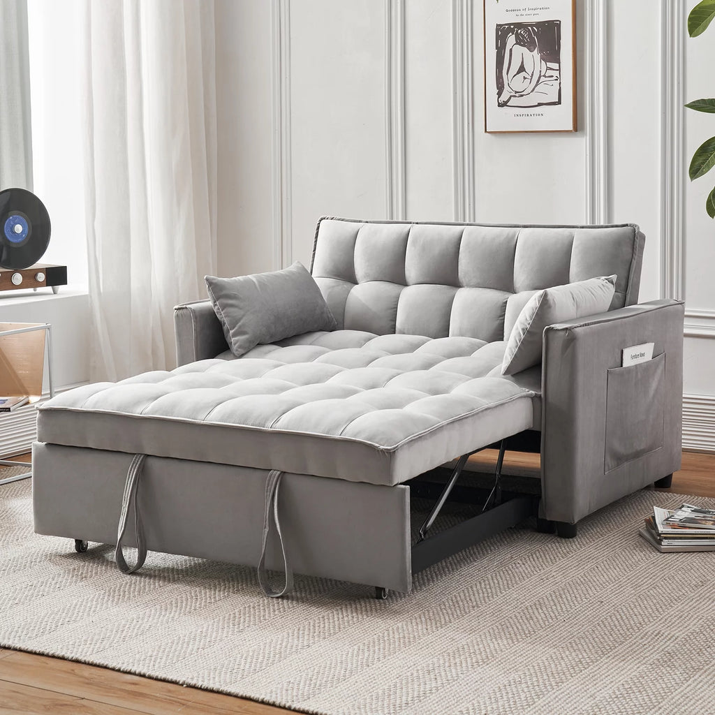 55.5'' Velvet Convertible Sleeper Sofa Bed M971827