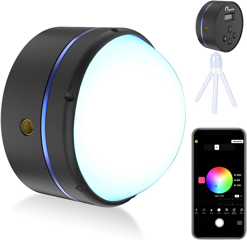 Mini RGB LED Light with APP Control, 2800K-10000K Dimmable Camera Video Lighting I9338