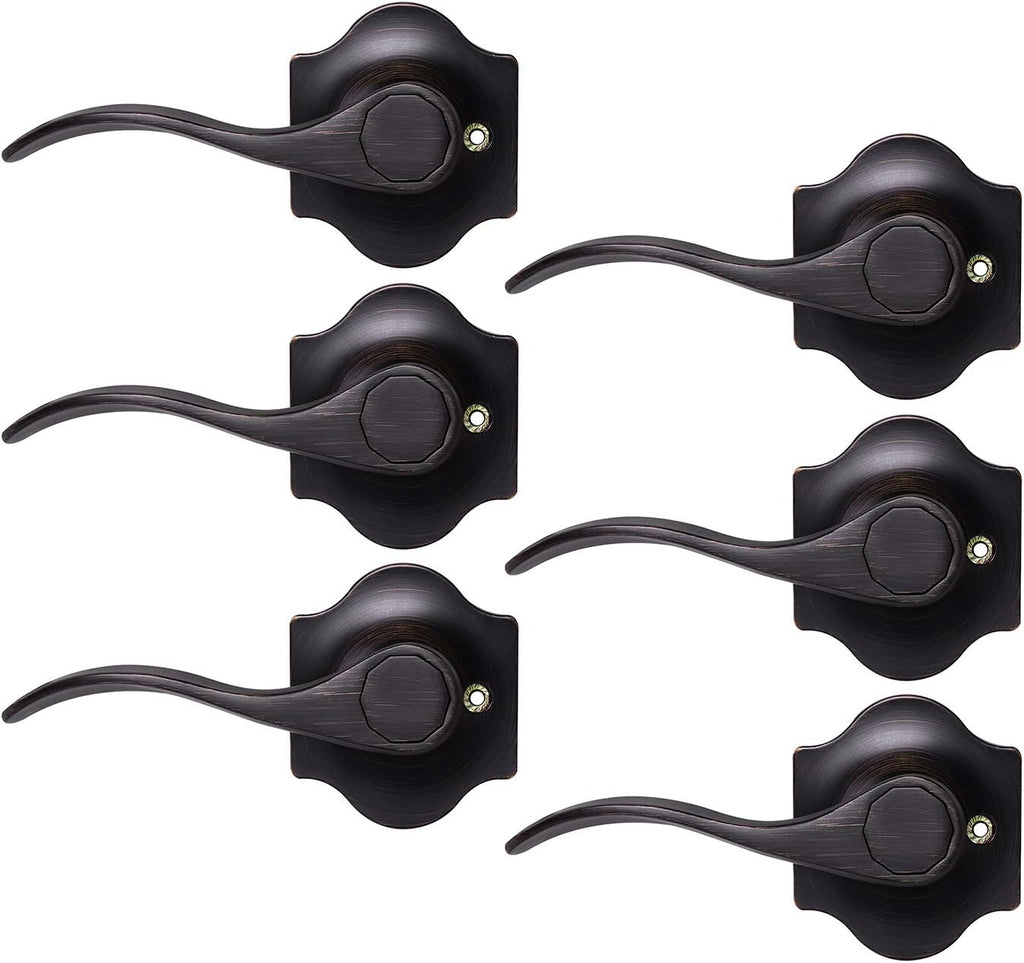 6 Pack Antique Privacy Door Handles Oil Rubbed Bronze Door Lever Set S435