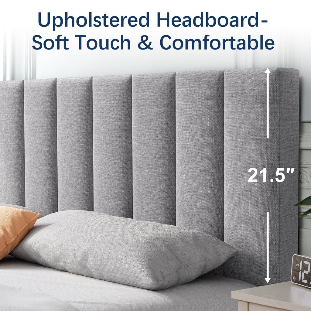 Queen Upholstered Platform Bed Frame Light Gray F126246