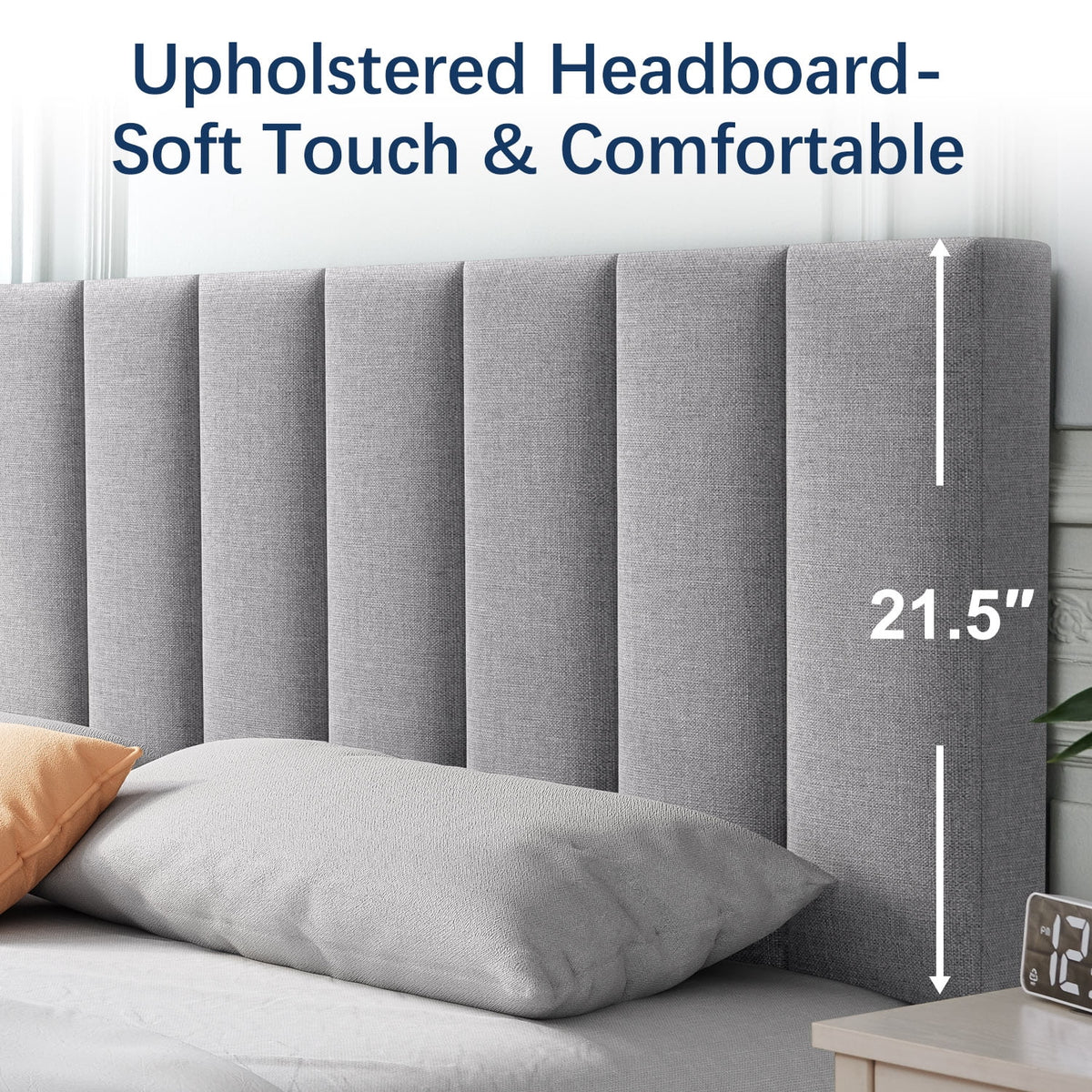 Queen Upholstered Platform Bed Frame Light Gray F126246