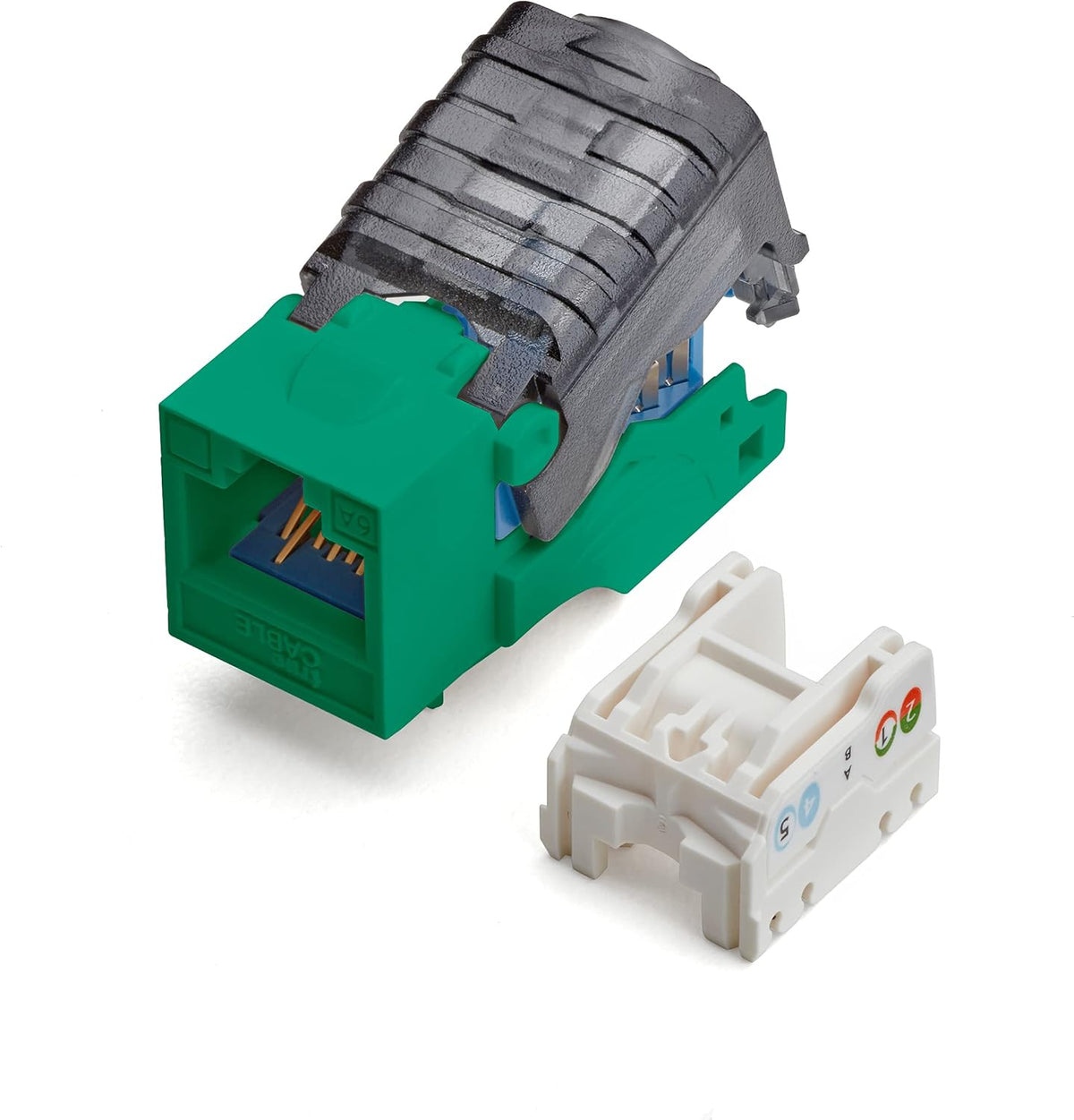 White Cat6A Toolless Keystone Jack, 12 Pack L34231