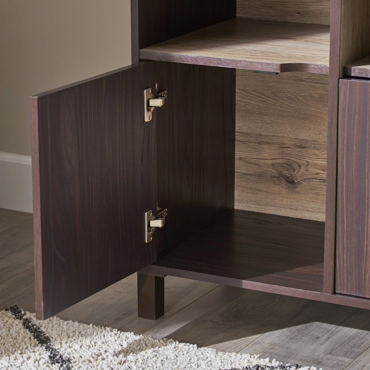 Brown 2-Shelf Faux Wood Cabinet Q581398