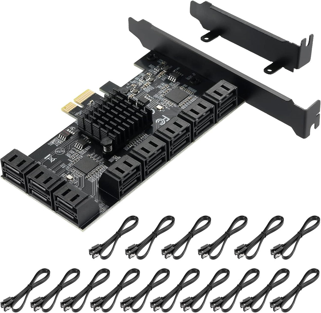 4X PCIE 8 SATA Card with 8 SATA Cables, PCIE to SATA 3.0 6 Gbps Controller, Pack of 2 S640207