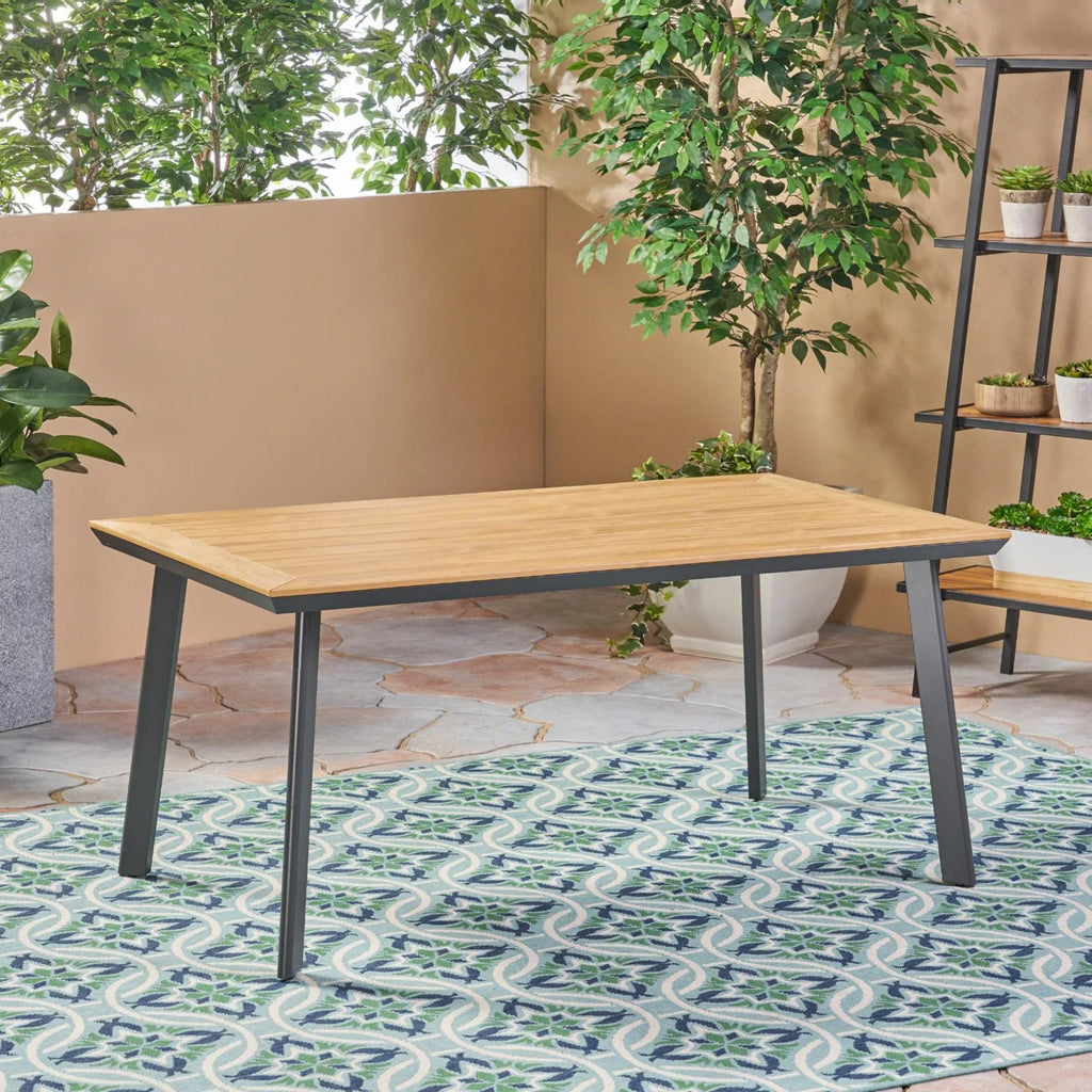 Aluminum and Faux Wood Dining Table Q804003