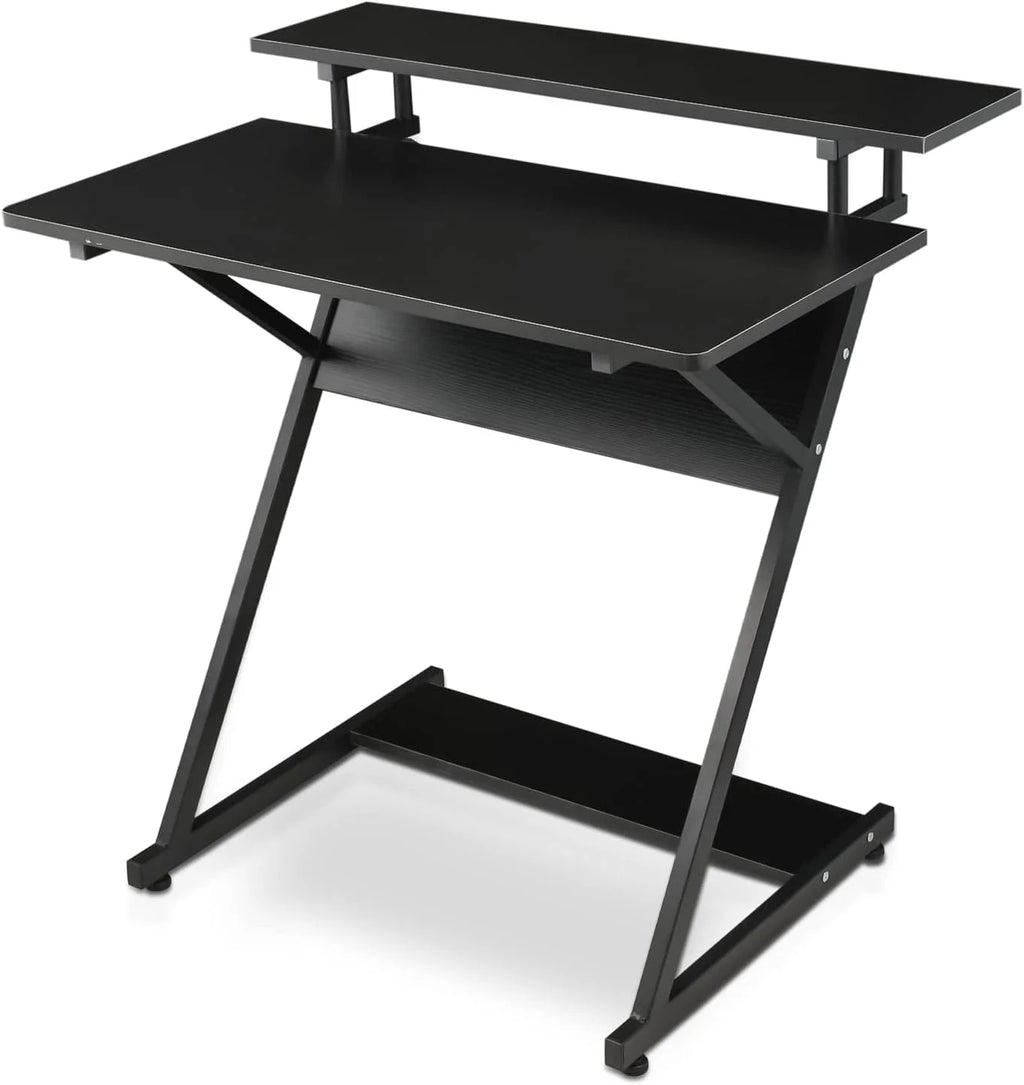 Black 3 Tier Z-Shape Computer Desk T722510