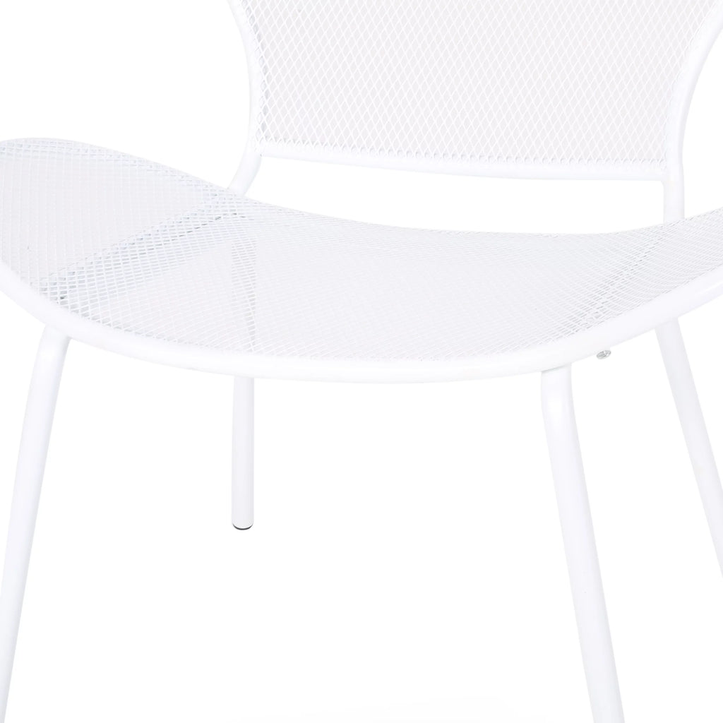 Set of 2 Matte White Outdoor Iron Club Chair U266