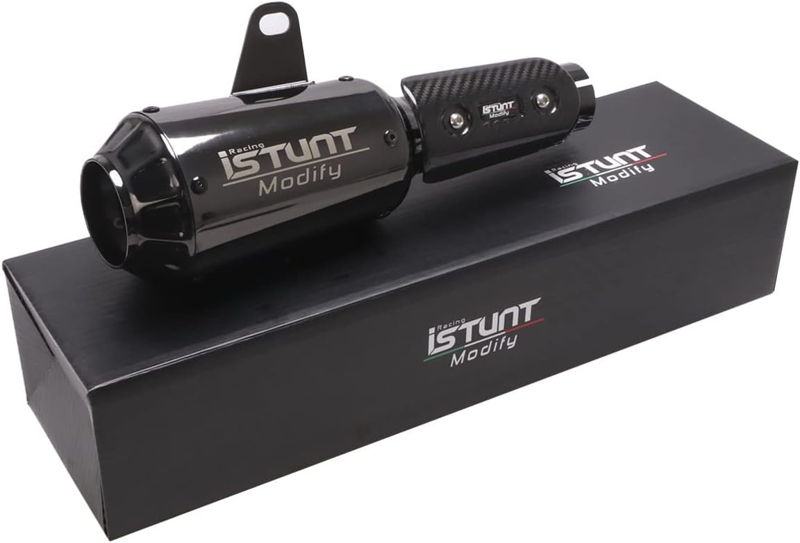 Motorcycle Exhaust System Tail Pipe Muffler Tube with Carbon Fiber Protector Heat Shield T8550