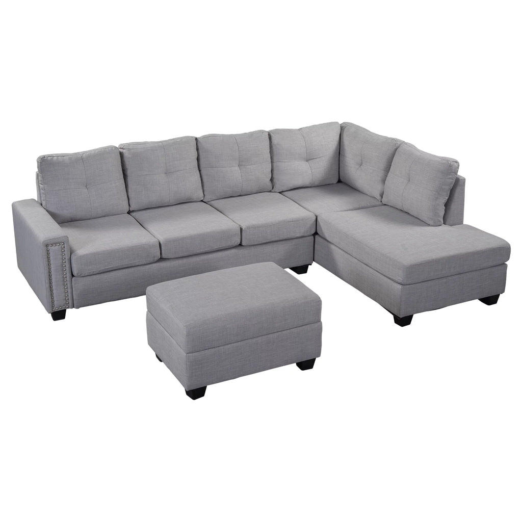 Reversible Sectional Sofa with Storage Ottoman P38621