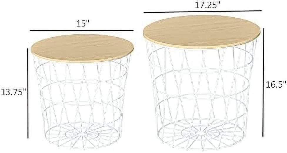 White Nesting End Tables with Removable Top M6752
