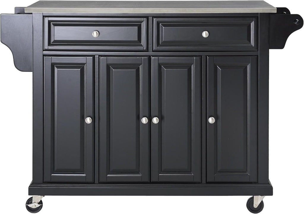 White Full Size Kitchen Cart with Solid Granite Top U857892