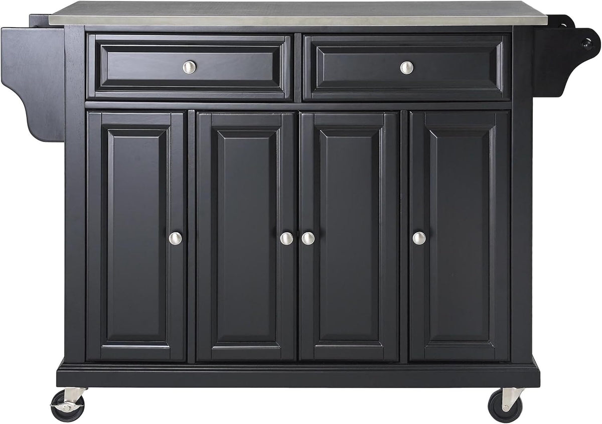 White Full Size Kitchen Cart with Solid Granite Top U857892