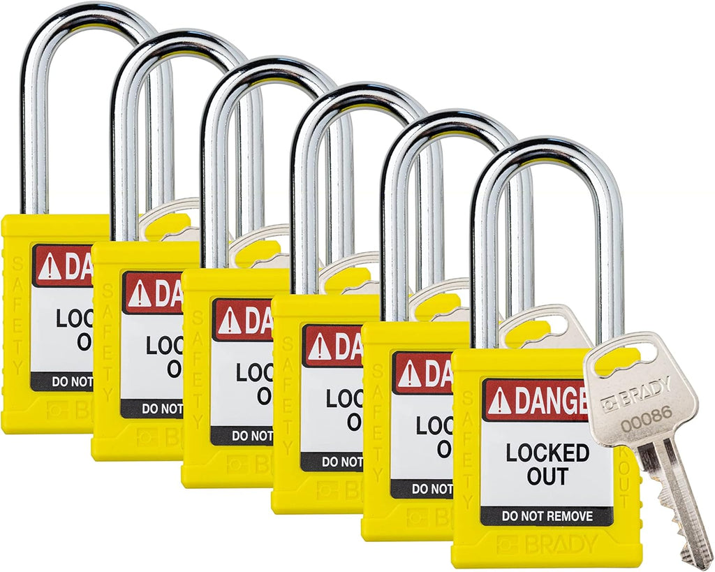 6 Pack Orange Keyed Different Safety Lockout Padlocks K358