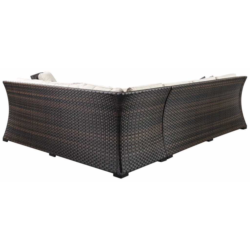 3 Piece Dark Brown Outdoor Sectional Set D9175