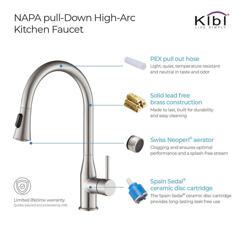 Chrome Pull Out Single Level Kitchen Faucet with Sprayer and Soap Dispenser F4931