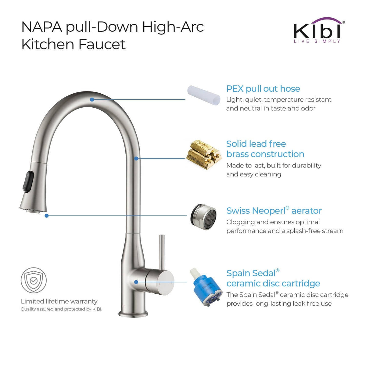 Chrome Pull Out Single Level Kitchen Faucet with Sprayer and Soap Dispenser F4931