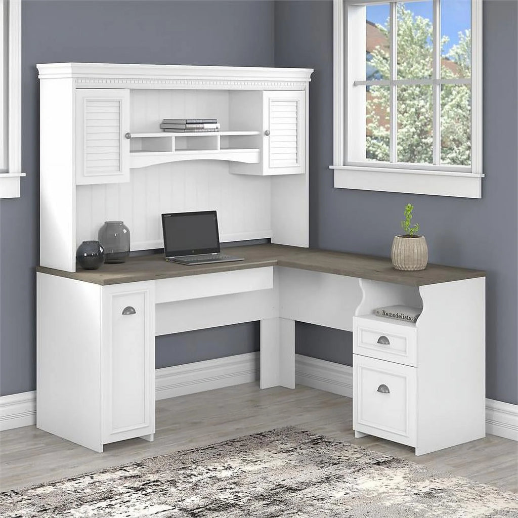 60W L Desk with Hutch D96194