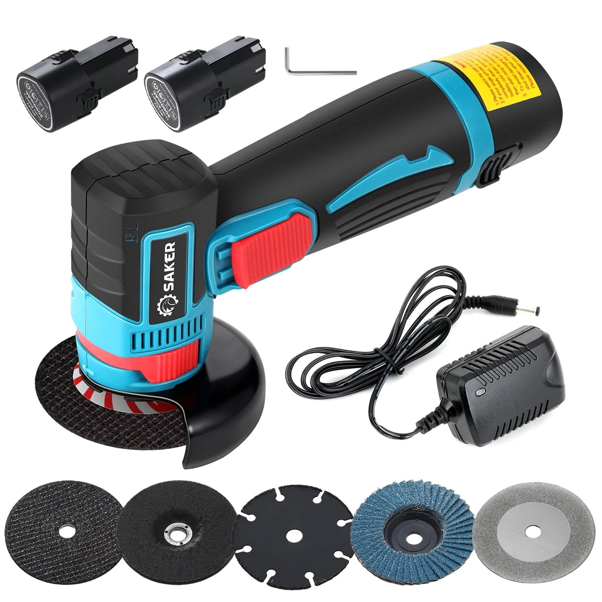 Cordless Angle Grinder 12V 16800 RPM Power Tool with 5 PCS Disc Y164
