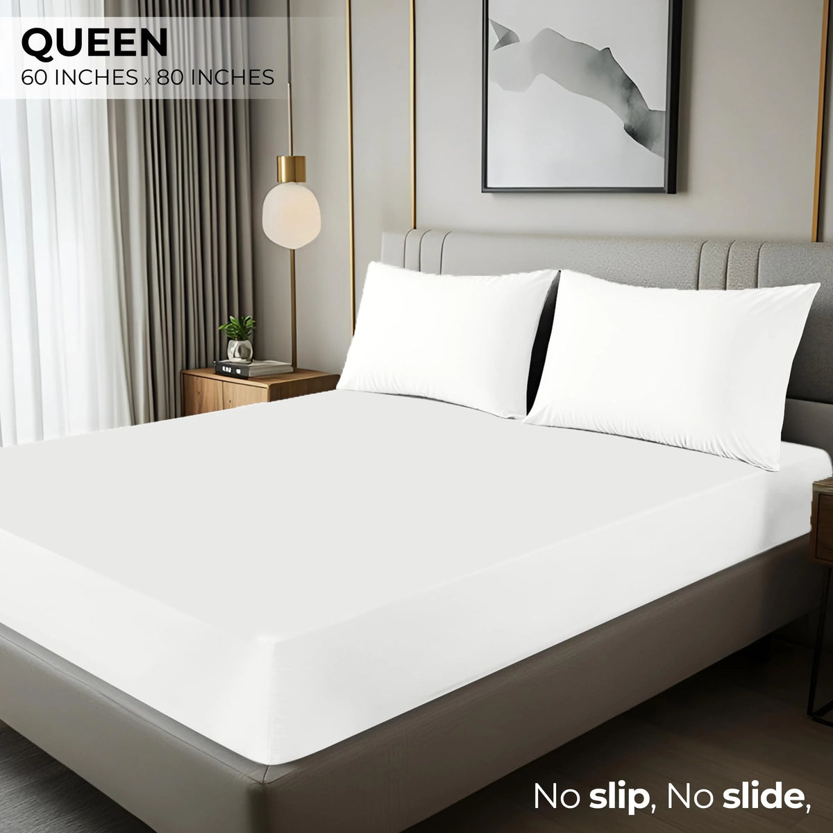 Queen Fitted Sheet, Deep Pocket 15 Inches, White Microfiber H454
