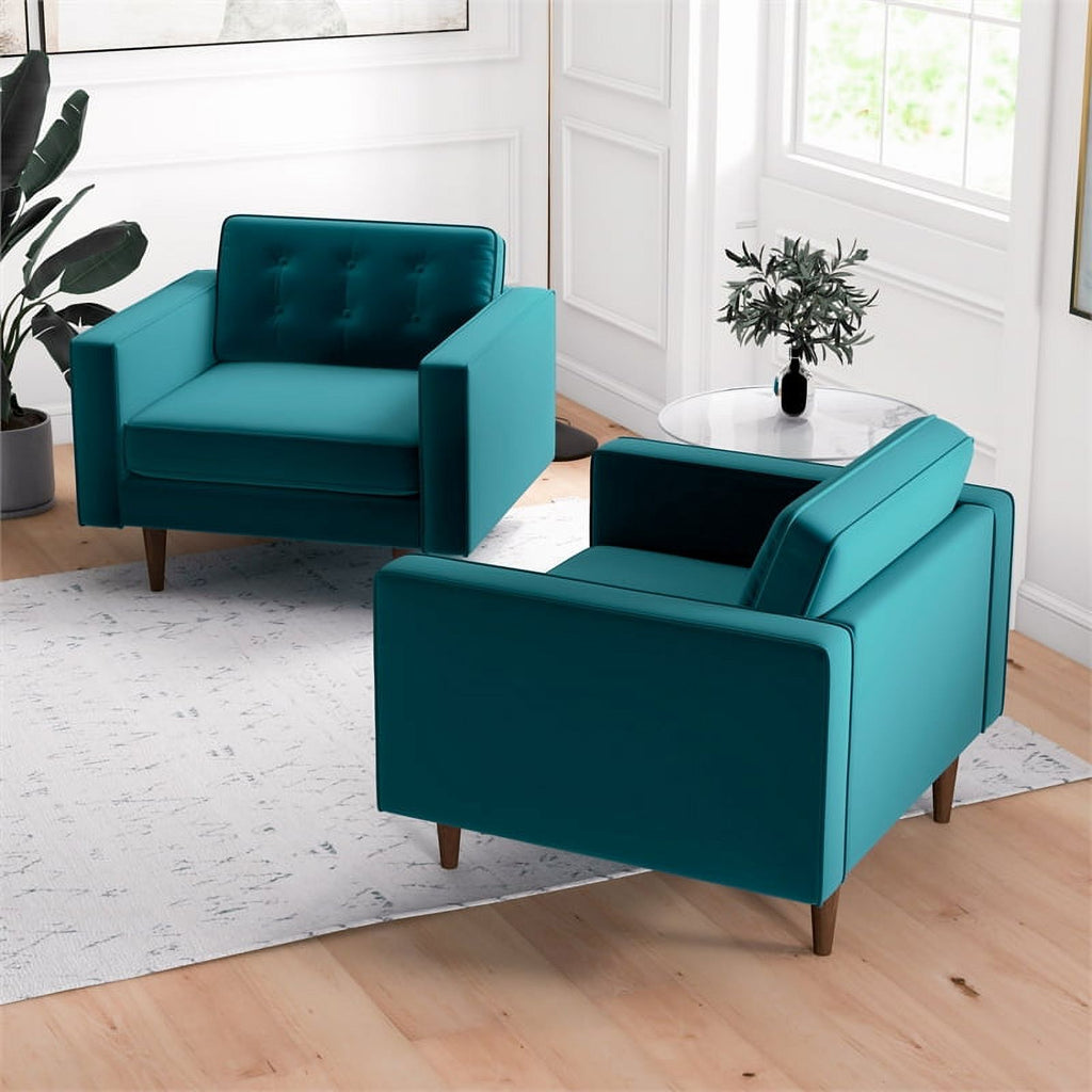 Turquoise Velvet Lounge Chair (Set of 2) K464