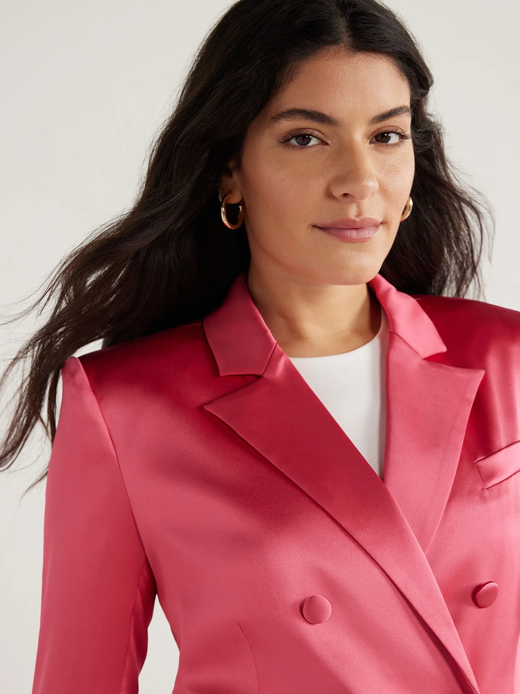 Stretch Satin Double Breasted Blazer X4970
