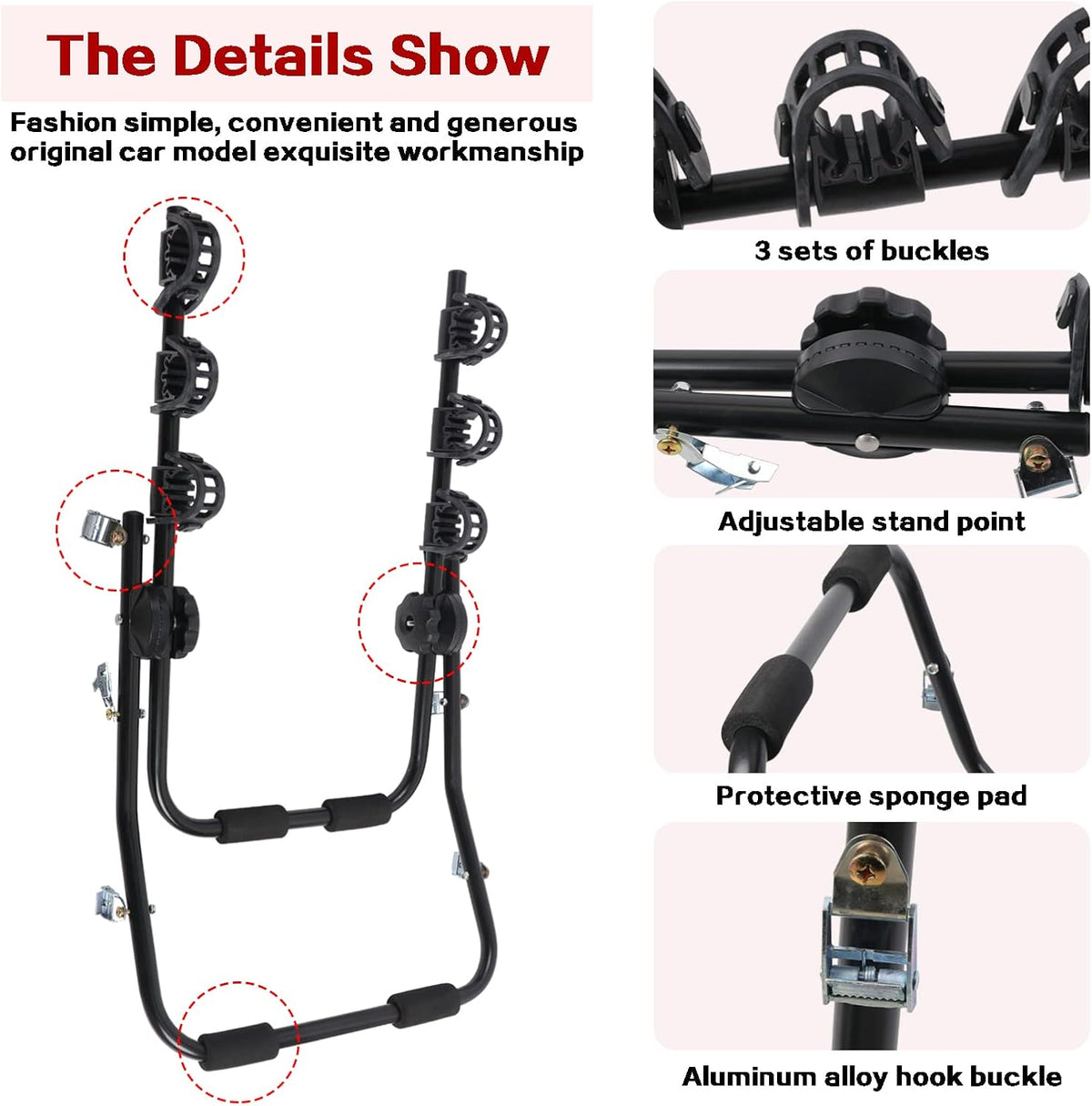 3 Bike Trunk Mount Bike Rack for Cars U9363