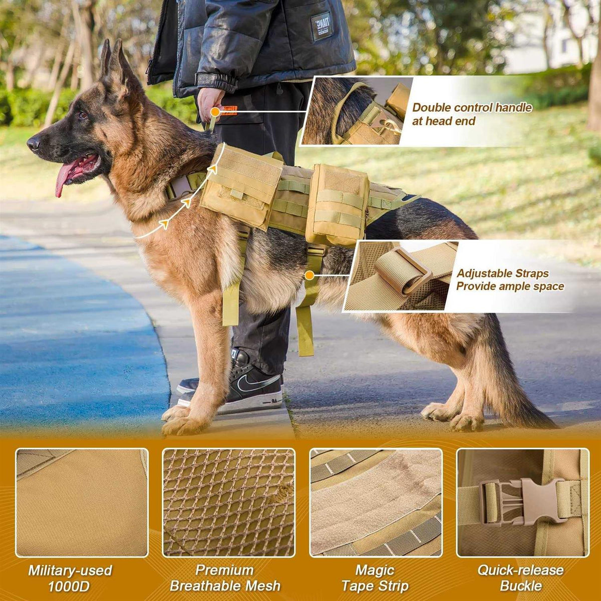 Tactical Dog Harness with Pouches J195783