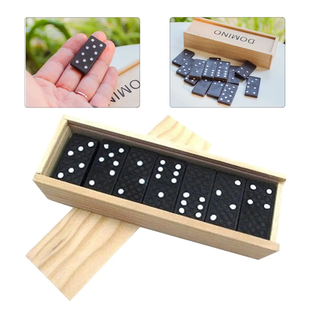 Black Wooden Domino Blocks Set Stacking Toy Blocks Board Games G756325
