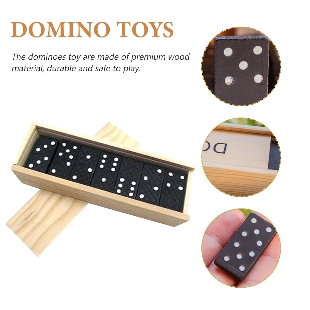 Black Wooden Domino Blocks Set Stacking Toy Blocks Board Games G756325