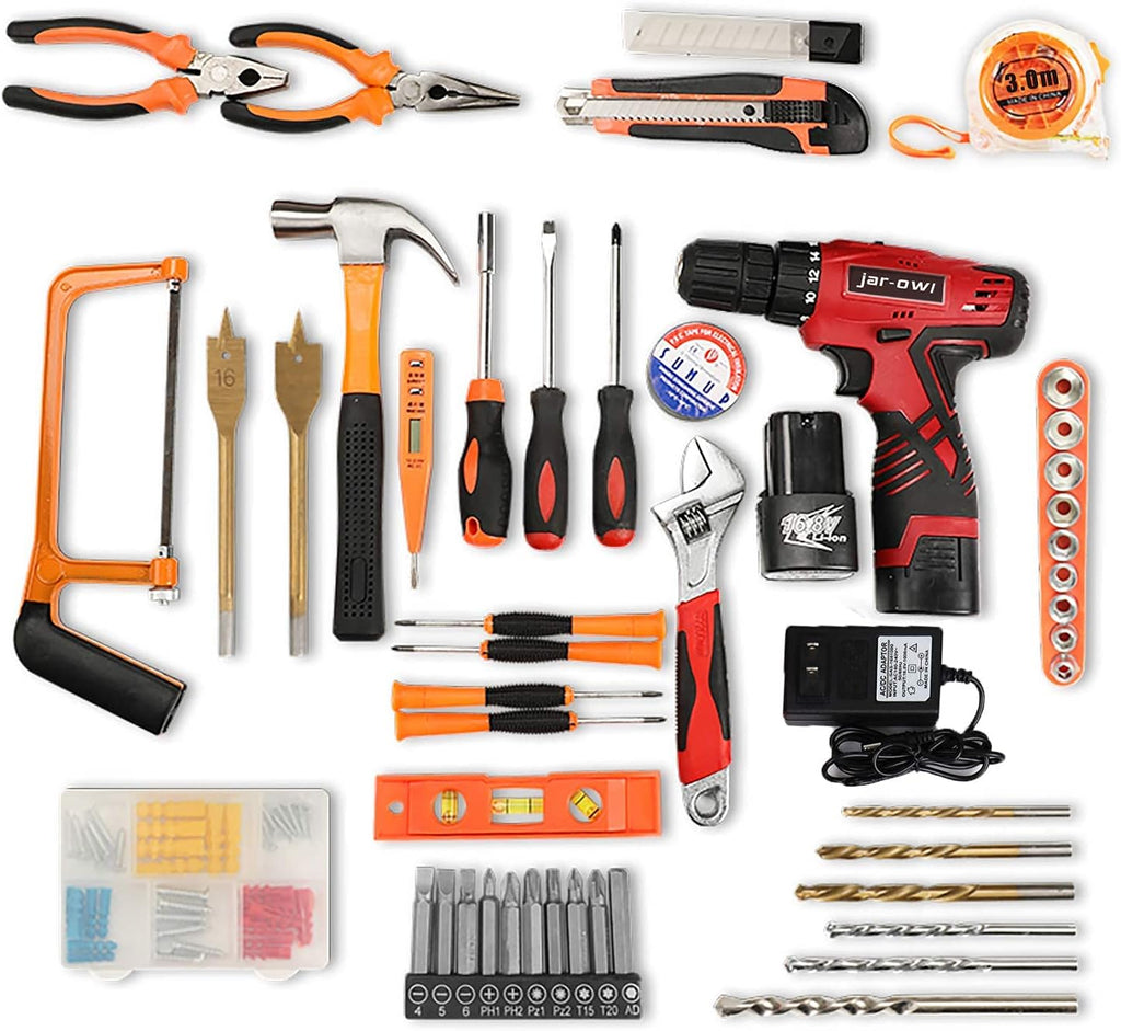 Cordless Drill Set with 2 Batteries and Plastic Toolbox Storage Case, 108 Piece P105995
