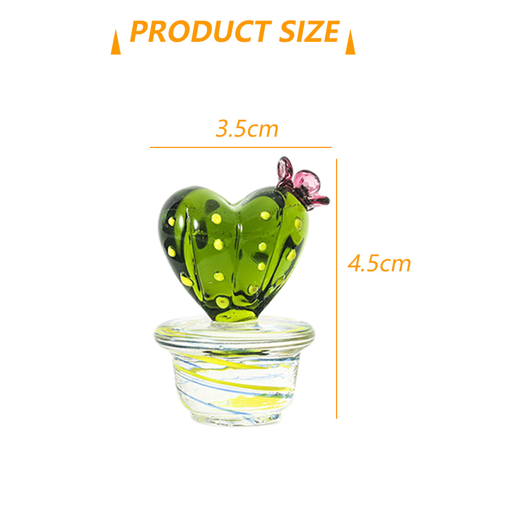 Handmade Blown Glass Cactus Figurines Desk Decorations T8454