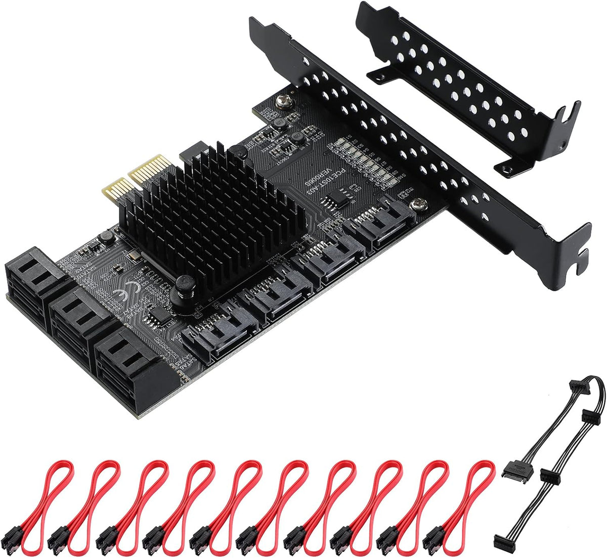 24 Port PCIe SATA 3.0 Card with SATA Cables and Power Splitter Cable R256758