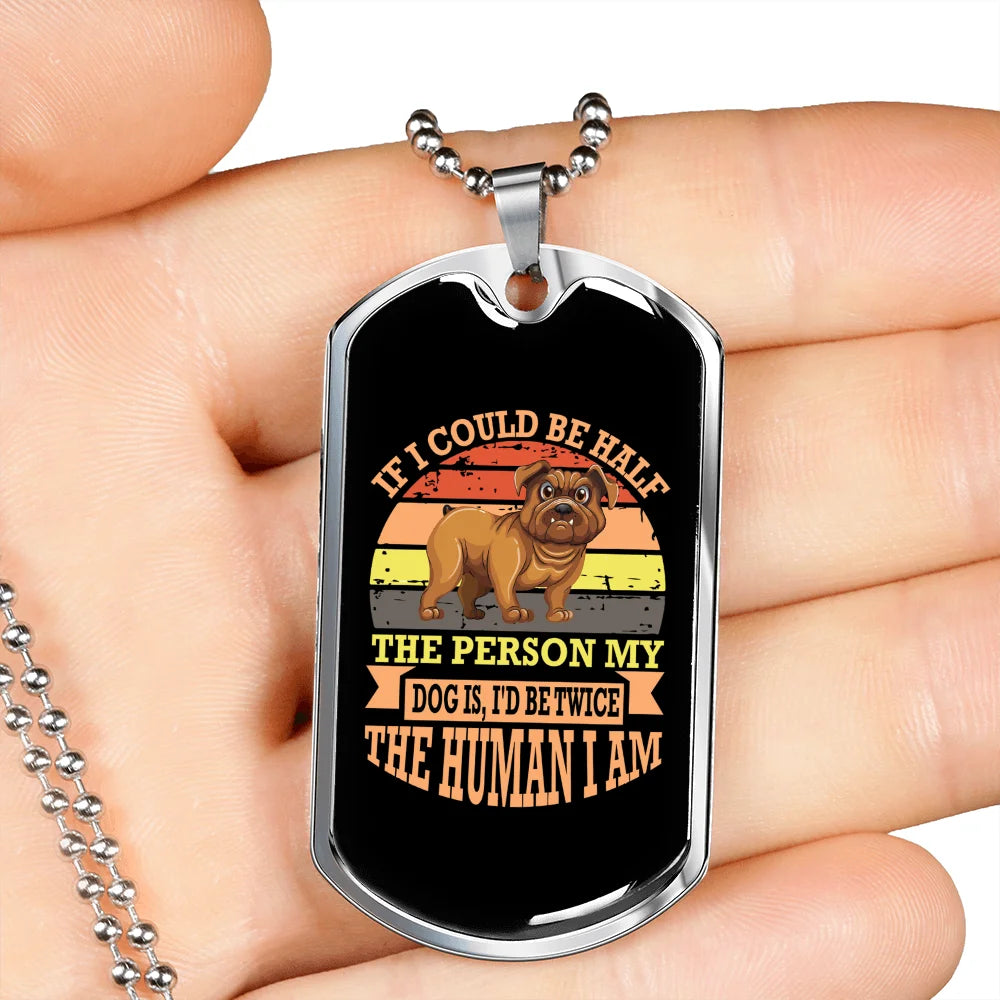 Peach Stainless Steel Dog Tag Necklace 24" Chain A1652