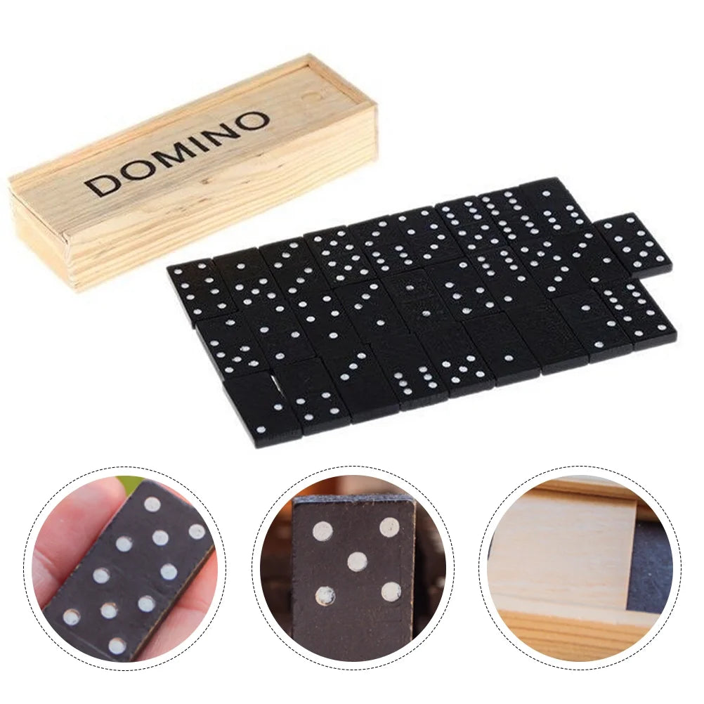 Black Wooden Domino Blocks Set Stacking Toy Blocks Board Games G756325
