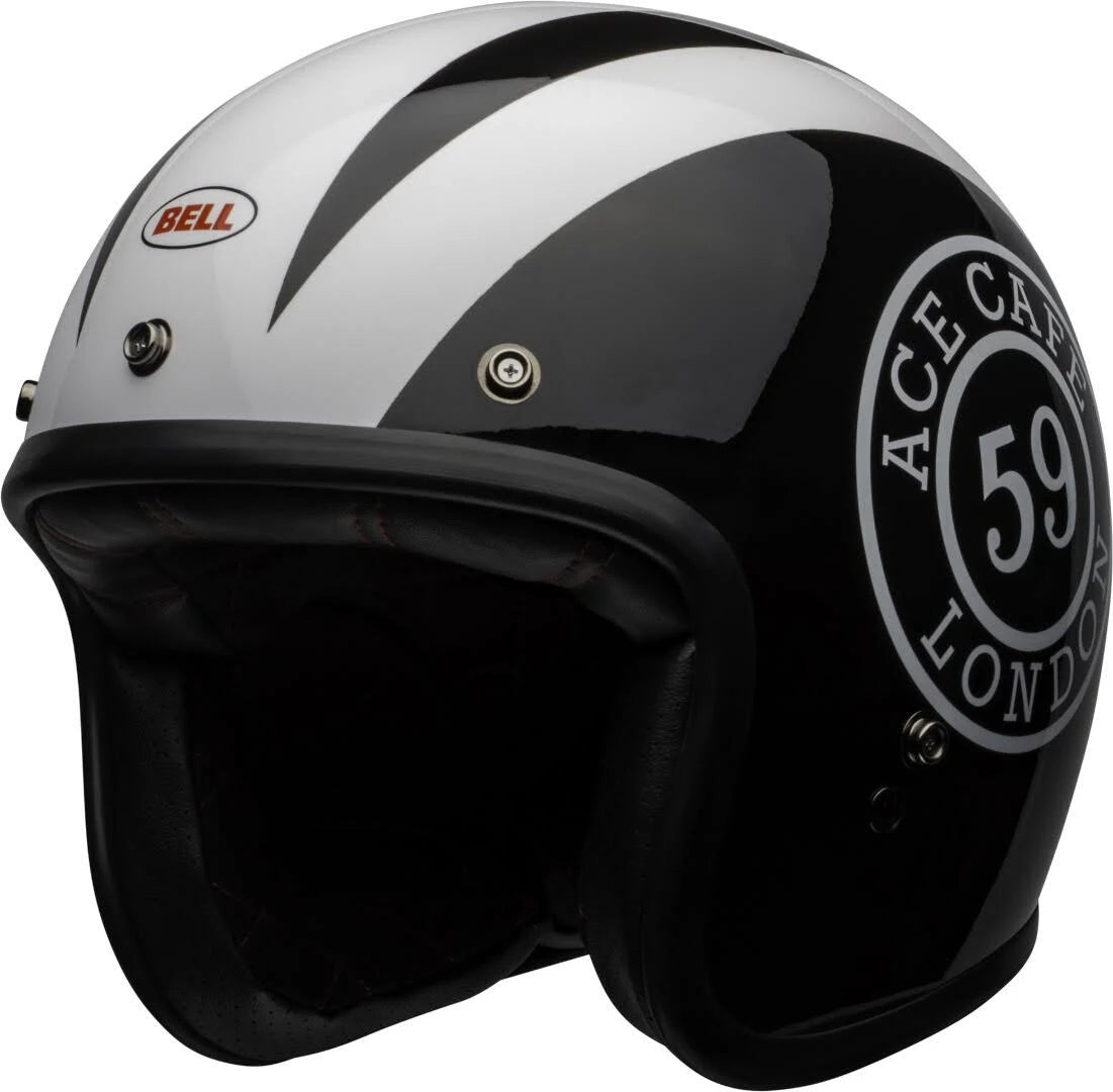 Gloss Black-White Motorcycle Helmet T565391