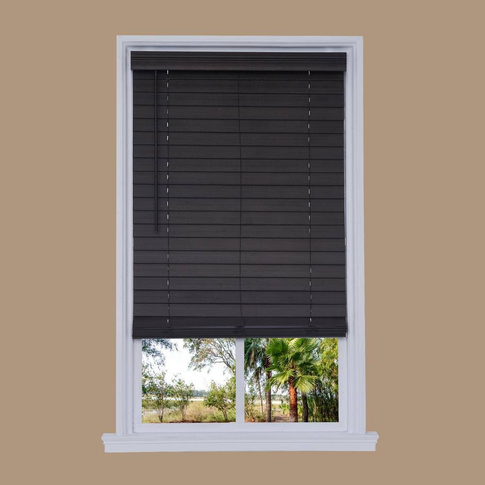 2.5-in Slat Width 42.75-in x 72-in Cordless Walnut Faux Wood Room Darkening Horizontal Blinds in Brown E845313