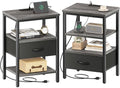 Rustic Brown and Black Nightstand with Charging Station Z808806