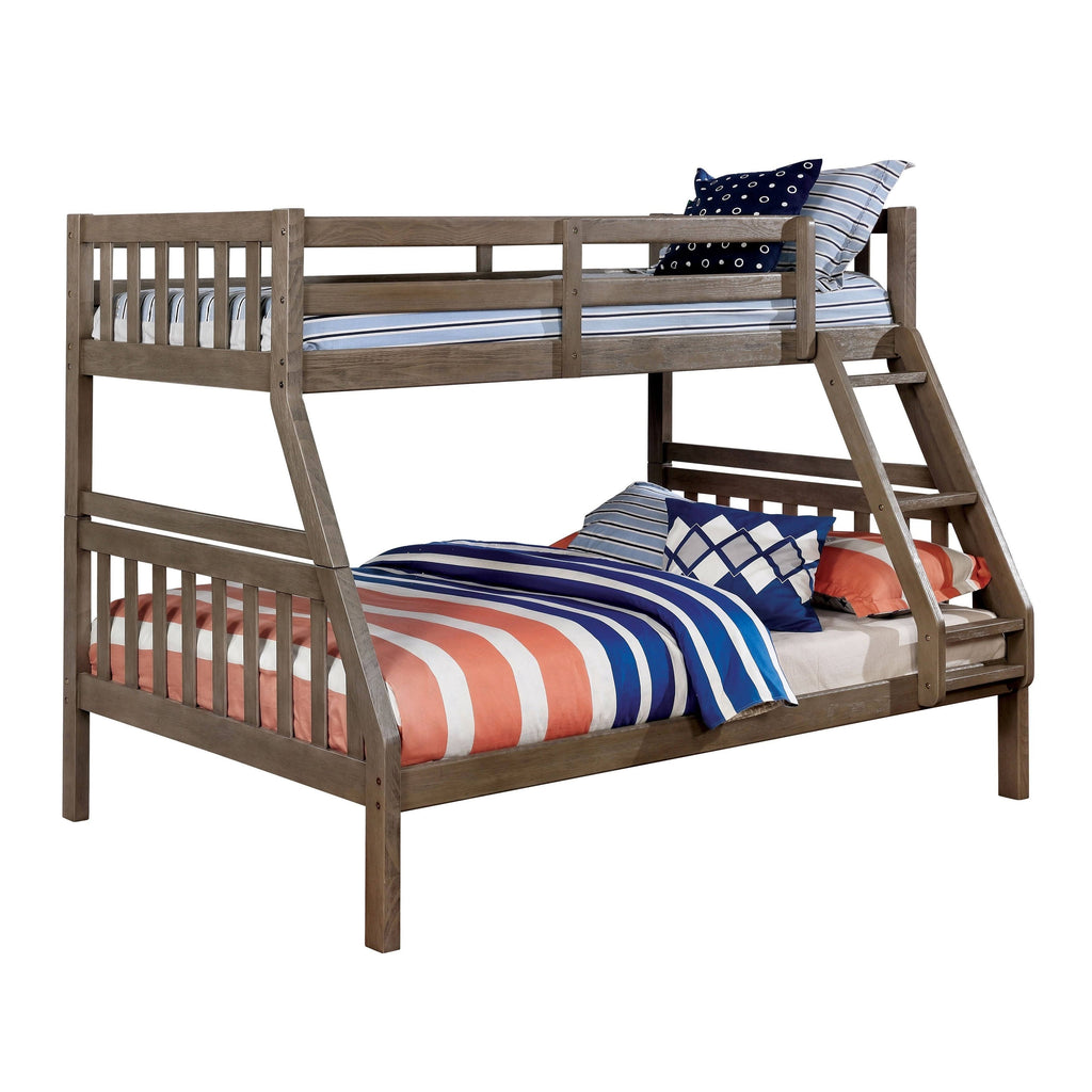 Dark Walnut Solid Wood Slatted Bunk Bed Twin Over Full R940493