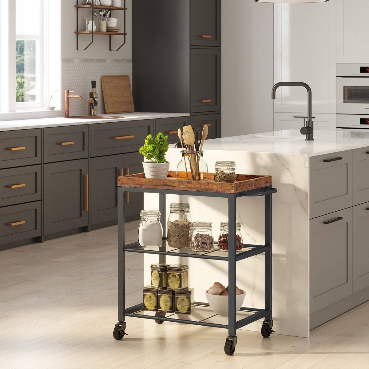 Mesh Shelves Kitchen Cart F435