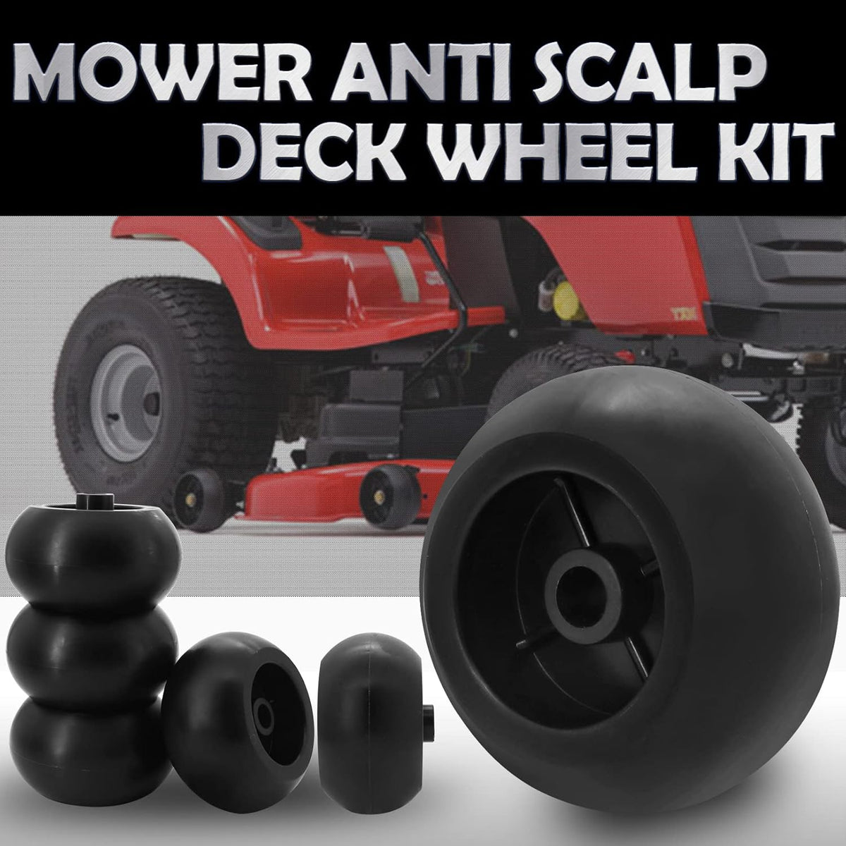Mower Anti Scalp Deck Wheel Kit 5/8" Bore 5-2.75 Wheel Size Pack of 2 Q659730