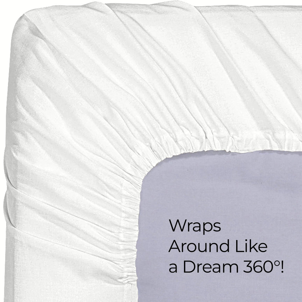 Queen Fitted Sheet, Deep Pocket 15 Inches, White Microfiber H454