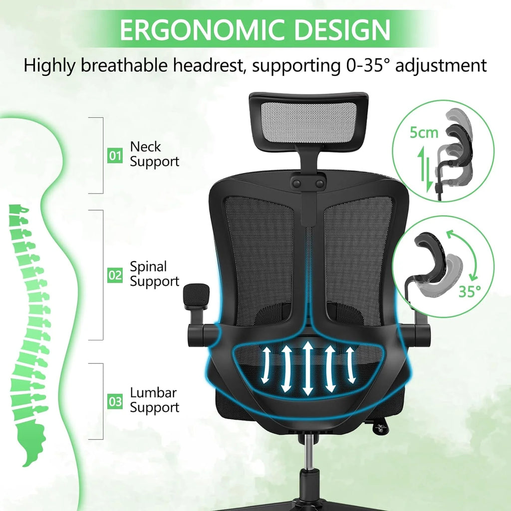Khaki Ergonomic Mesh Computer Chair with Lumbar Support Y7200